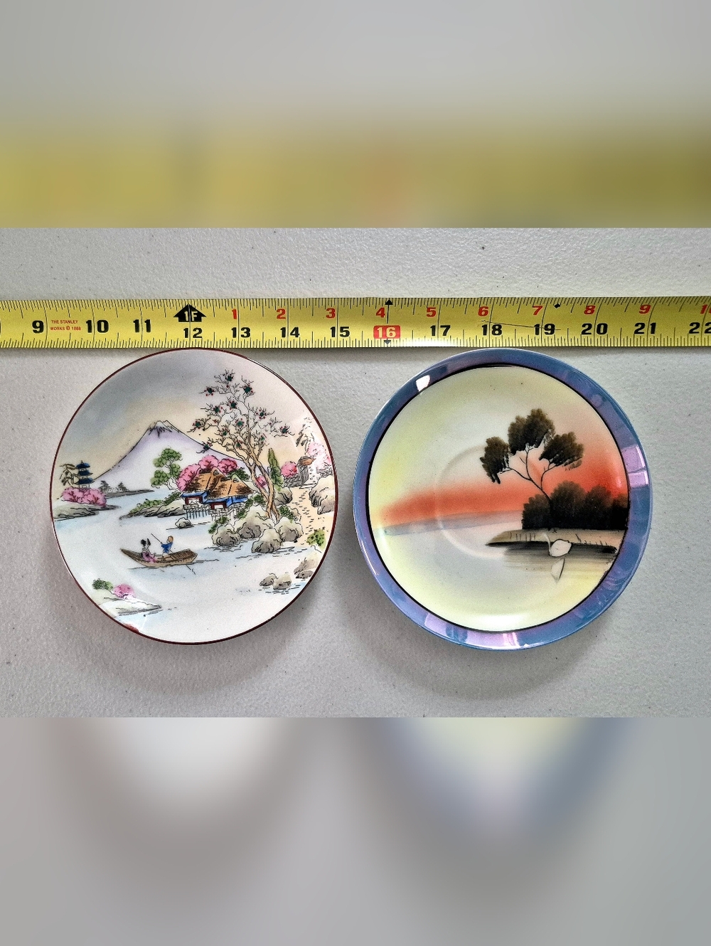 TWO Unique Vintage Hand-Painted Decorative Plate & Tea Cup Sets - Picture 5 of 7